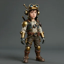 ( ( ( ( ( 2 0 5 0 s retro future 1 0 year boy old adventurer super scientest in steampunk mechanics costume full portrait. muted colors. ) ) ) ) ) by jean - baptiste monge!!!!!!!!!!!!!!!!!!!!!!!!!!!!!!