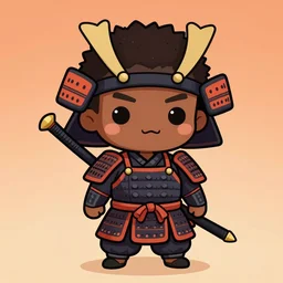 cute digital art of a cute african samurai warrior, cute chibi style, chibi, anime, artstation, deviantart, pinterest, yasuke 5 0 0 px models