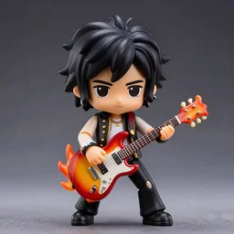 jimi hendrix as nendoroid guitar on fire, 8 k hd dof, cinestill 8 0 0 t,