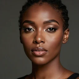 Photo of a black woman, inspired by Charlie bowater,pretty make up, bold, self confidence, cinematic, focus
