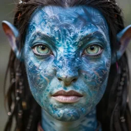 a stunning ultra detailed fantasy fine art portrait photo of a na'vi from avatar movie, by tom bagshaw and anna dittman, 5 0 mm lens, deep depth of field, perfect eyes and face, soft lighting, artstation, 8 k