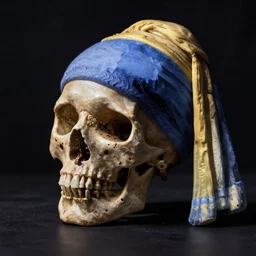 skull in the style of vermeer