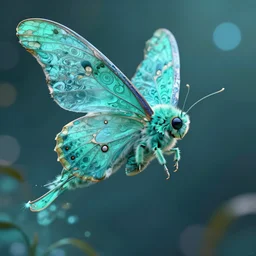 profile of a fuzzy, flowery, elegant, kaiju moth dragon, gorgeous, vibrant teal colour palette, bokeh, digital art, alphonse mucha, rhads, ross tran, artstation, artgem, greg rutkowski, octane render, 1 6 k