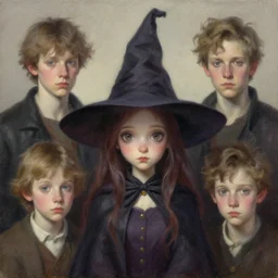 cute witch with a pointy hat, 4 k oil on linen by wlop, artgerm, andrei riabovitchev, nuri iyem, james gurney, james jean, greg rutkowski, highly detailed, soft lighting 8 k resolution