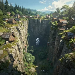 Cliffside dwellings, landscape, center composition, cinematic, rendered by simon stålenhag, rendered by Beeple, Makoto Shinkai, syd meade, environment concept, digital art, starwars, unreal engine, 3 point perspective, WLOP, trending on artstation, low level, 4K UHD image, octane render,