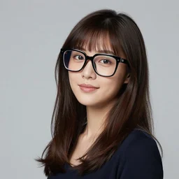 studio portrait photo of beautiful woman wearing large, big, nerdy glasses, 4k