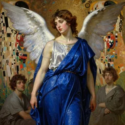 highly detailed oil painting | very intricate | cinematic lighting | award - winning | the beautiful angel jupiter wearing a lapis lazuli toga | by roberto ferri, by tom bagshaw, by j. c. leyendecker and klimt, beautiful cinematic light, american romanticism, by austin osman spare, artstation, cgsociety, official art, octane