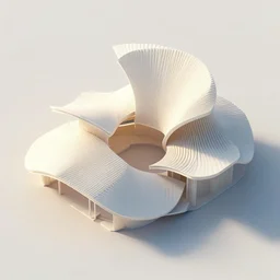 constructing furry sculptural pleated curved roof planes lift and descend creating shade and architectural expression, 3 d top view axonometric, dramatic surrealist form, morning light, lightweight structures, isometric