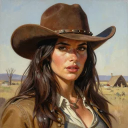 ultra realistic portrait painting of ana de armas as a western outlaw, art by frank frazetta, 4 k, ultra realistic, highly detailed, epic lighting