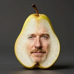 a fusion of a pear with gary oldman's face, half pear, half gary oldman