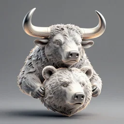 an anthropomorphic bull holding a bear's head, crisp 8 k line art, digital painting, artstation, unreal engine, octane render, emissive lighting, concept art, matte, sharp focus, hyper realistic lighting, illustration, art by junto ito and takato yamamoto and philippe druillet