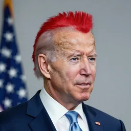 joe biden with a red mohawk