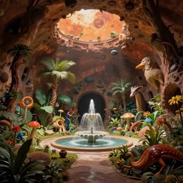 interior view asimov mars habitat flora fauna fountain by syd mead, frank frazetta, ken kelly, simon bisley, richard corben, william - adolphe bouguereau