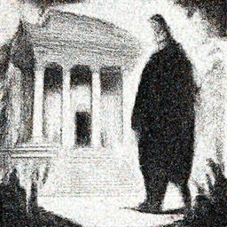 a giant man looks at the altar of a temple, 2 meters, black and white illustration, by james jean and wayne barlowe and moebius