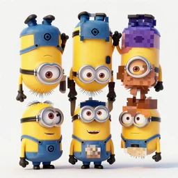 minions hanging out with minecraft Steve