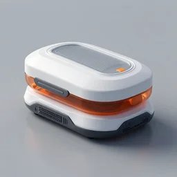light grey, orange, white and black futuristic tenological device