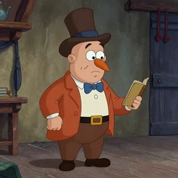 a claymation of The Mysterious Stranger from The Adventures of Mark Twain (1985) by Lee Hardcastle