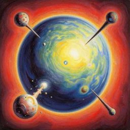 cloisonnism!! asteroid impact with planet in no mans sky, masterpiece, moebius!, ( bekskinski )