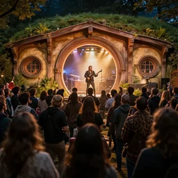hobbit mosh pit at a metal show, volumetric cinematic perfect light, detailed, sony a 7 r, photorealistic, octane render, unreal engine 5, trending on artstation, 8 k
