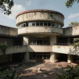 abandoned mall in the architectural style of fallingwater