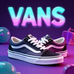 vans shoes inspired by vaporwave, advertising photography