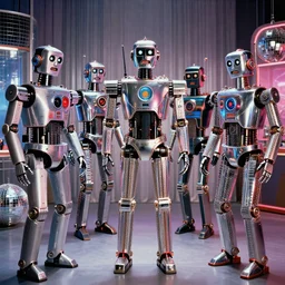 color film still, chrome robots at the disco ; studio 5 4 ( 1 9 9 8 )