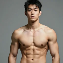 a hot handsome shirtless 2 0 years old man with abs and bisceps