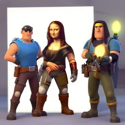 Team Fortress Two Scout drawn in place of the Mona Lisa