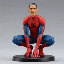 an anime nendoroid of barrack obama as spiderman, figurine, detailed product photo