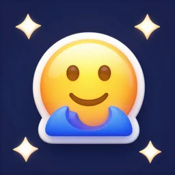 user icon emoji sticker, stars background, octane render