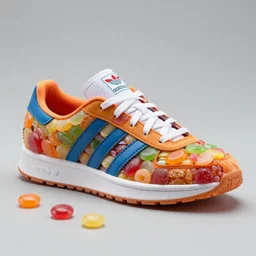 a new colourful Adidas shoes, made of candies. Realistic. 8k. unreal 5. award-winning.