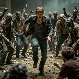 barry sanders juking through a horde of zombies