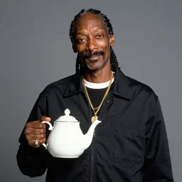 Snoop Dogg holding a Teapot for a 1990s sitcom tv show, Studio Photograph, portrait, C 12.0