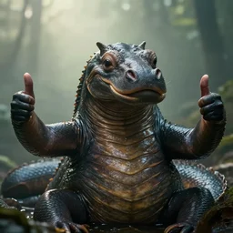a hydra with its heads being thumbsups 👍, cinematic, diffuse light, ultrarealistic