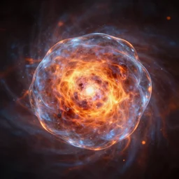 hyper detailed render of a supernova made of glass and fire, macro photography, soft lighting, blur