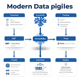 infograph of modern data pipelines featuring DBT, snowflake and tableau