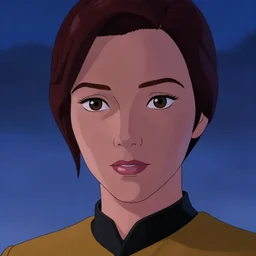 a disney film still of emily blunt as a star trek officer, finely detailed features, closeup of the face, perfect art, dusk, blue hour, gapmoe yandere grimdark, trending on pixiv fanbox, painted by greg rutkowski, makoto shinkai, takashi takeuchi, alphonse mucha, akihiko yoshida