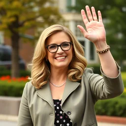 leslie knope from the tv show parks and recreation waving goodbye, amy poehler