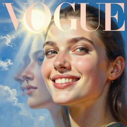 3 d, sci - fi, close - up, morning, smiling fashion model face, sun, cinematic, clouds, sun rays, vogue cover style, poster art, blue mood, realistic painting, intricate oil painting, high detail illustration, figurative art, multiple exposure, poster art, by tooth wu and wlop and greg rutkowski and igor morski