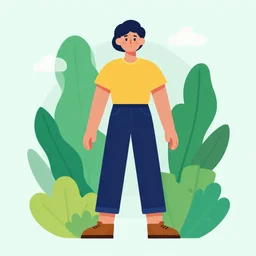 adobe illustrator flat colors tall nature colourful human character, vector art