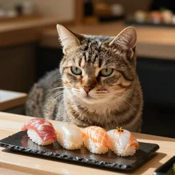 cat in sushi house