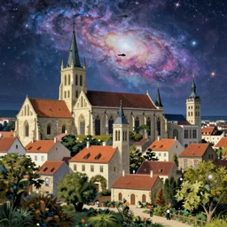 a beautiful photorealistic anime illustration of abbey city by jean - baptiste - camille corot, tron nature galactic, archdaily, wallpaper, highly detailed, trending on artstation.