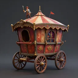3d sculpt of a gypsy circus wagon, artstaton, League of Legends, red dead redemption2, overwatch, digital illustration