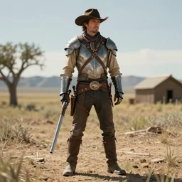 full body character portrait of a gunslinger / paladin in the style of wild west art trending on artstation deviantart pinterest photorealistic hd 8 k highlights and shadow detailed high resolution hd 8 k