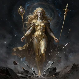 the cosmic queen ruler of jupiter shattering reality, concept art, digital illustration, trending on artstation, deviantart, artgerm, epic composition, masterpiece, highly detailed, advanced technique, ambient lighting, wlop, ross draws