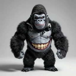 2 0 style gangster vampire gorilla face smiling evil surrealistic, high quality, photo realistic, high definition, shadows