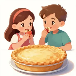 Adam and Eve eating an apple based pie