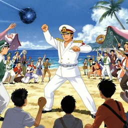 admiral fujitora summoning a meteor at jova beach party to incinerate the attenders