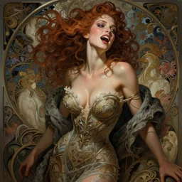 elle macpherson, passionate, seductive, expressive, charismatic, very sweaty, intricate fashion clothing, insane, intricate, highly detailed, digital painting, artstation, concept art, surrealistic, smooth, sharp focus, illustration, unreal engine 5, 8 k, art by artgerm and greg rutkowski and alphonse mucha
