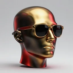 a head made out of melting metal, it is of black and golden and red color, it is wearing sunglasses and a hat, there are flowers all around it, blue paint melting, vogue cover style, demonic style, masquerade mask style, thomas kinkade style